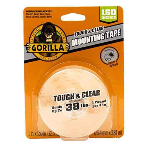 Gorilla Tough & Clear Double Sided Adhesive Mounting Tape, Extra Large, 1" x 150", Clear, (Pack of 1) Cover