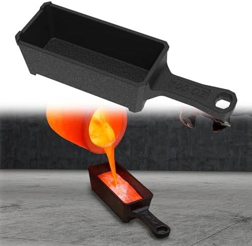 Nelyrho 100 oz Troy Ounce Cast Iron Loaf Bar Ingot Mold Crucible with Handle for Melting Casting Refining Precious Metals Like Gold Silver Copper Aluminum Brass etc Cover