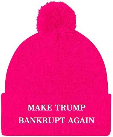 Hogue WS LLC Make Trump Bankrupt Again Beanie (Embroidered Pom Pom Knit Cap) Anti Trump MAGA Parody Hat Cover