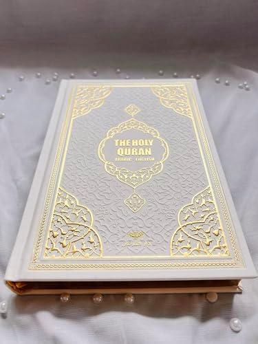 The Holy Quran:English Translation of The Noble Qur'an English Translate Thermo Leather Covered Quran| Quran Size:9.4*6.7 İnch/24*17cm Great Ramadan Gifts for Muslim Men,Women,Child(White,Quran) Cover