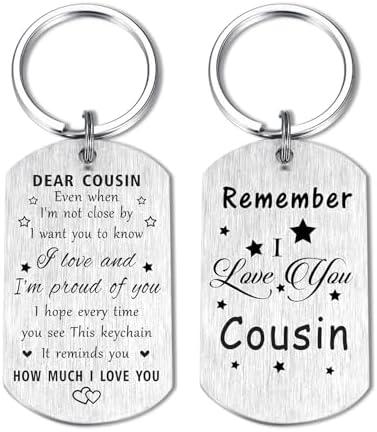 Resdink Cousin Gifts for Women Men, I Love My Favorite Cousin Birthday Keychain, Best Graduation Present for Cousin Cover