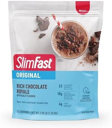 SlimFast Meal Replacement Powder, Original Rich Chocolate Royale, Shake Mix, 10g of Protein, 52 Servings (Packaging May Vary) Cover