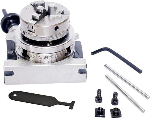 3" inch / 80 mm Milling Rotary Table + 65mm Self Centering Chuck + Back Plate + T-Nuts + Tslot Cleaner I Made In India. Cover