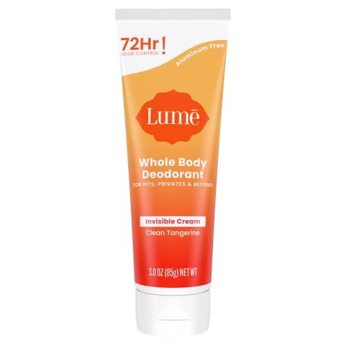 Lume Whole Body Deodorant - Invisible Cream Tube - 72 Hour Odor Control - Aluminum Free, Baking Soda Free, Skin Safe - 3.0 ounce (Clean Tangerine) Cover