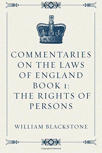 Commentaries on the Laws of England Book 1: The Rights of Persons Cover