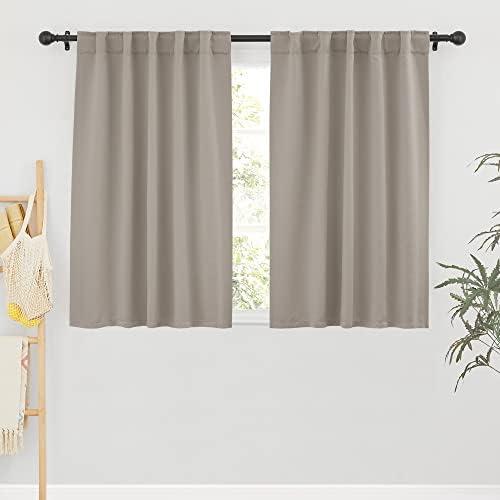 RYB HOME Blackout Curtains for Bathroom - Thermal Insulated Light Block Small Window Curtains, Back Tab Top Curtains for Kitchen Kids Bedroom Home Office, Wide 42 x Long 45 inches, Sand, 2 Panels Cover