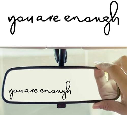 You are Enough Rearview Mirror Decal Vinyl Letters Stickers with Heart, Self Positive Affirmation Sticker Girl Women Gift for Vanity Mirror, Rear View Mirror, Window, Water Bottle(Black) Cover