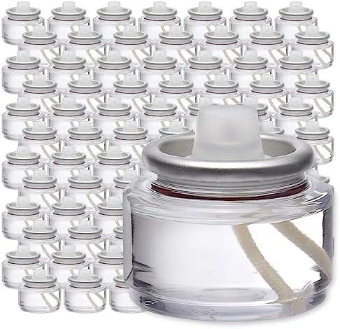 Hollowick Disposable Liquid Candles, 8 Hour, for Use in Glass Votive Tealight Lamp Holders, Restaurant Wedding Table Top Lights, Child Resistant Closures, 90 Pieces, Clear Fuel Oil HD8-90 Cover