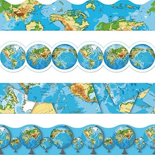 67ft Travel The Map Globes Bulletin Board Borders World Map Bulletin Board Decorations Adventure Awaits Sign Travel Trim Border Decor Earth Globe Border for School Classroom Party Wall Decor Cover