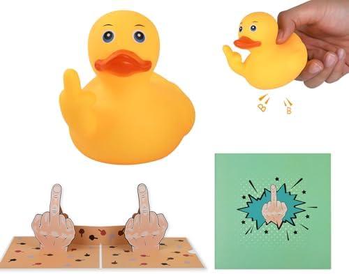 Middle Finger Gifts Large Middle Finger Rubber Duck & Middle Finger Pop Up Card Cover