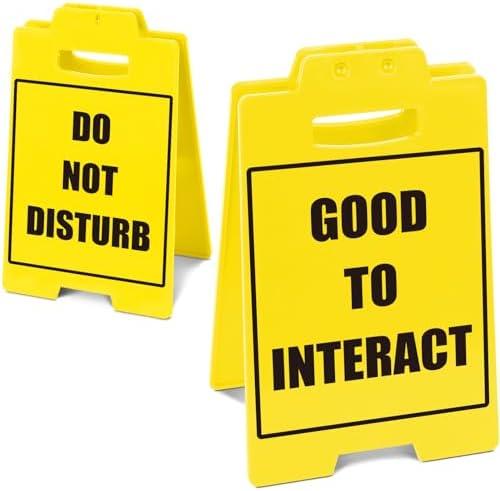 Good to Interact/Do Not Disturb Double-Sided Sign, Office & Cubicle Accessories, Office Supply for Desk, College Dorm Decor, Man Cave Accessories, Man Cave Decor, Garage Accessories Cover