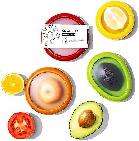 Avocado Saver and Tomato Holder - Set of 4 Reusable Storage Containers for Fridge - Ideal for Garlic, Onions, Lemons, and Potatoes Cover