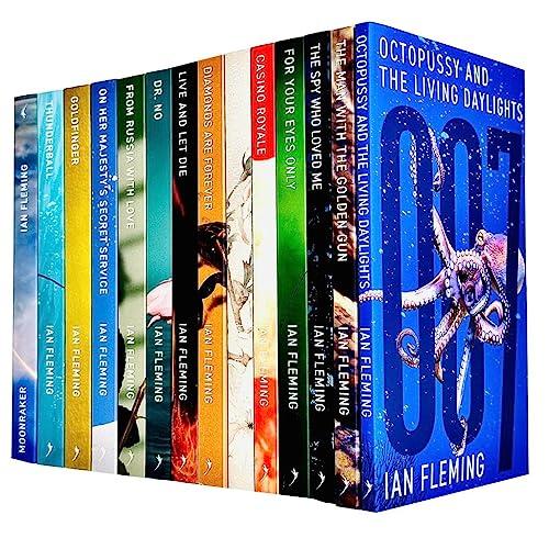 Vintage 007 James Bond Collection 14 Books Set By Ian Fleming (Casino Royal, Live And Let Die, Moon Raker, Diamonds Are Forever, From Russia With Love, Dr No, Gold Finger, For Your Eyes Only & More) Cover