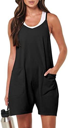 ANRABESS Womens Summer Casual Sleeveless Romper Loose Spaghetti Strap Shorts Overalls Jumpsuit with Pockets 2024 Clothes Cover