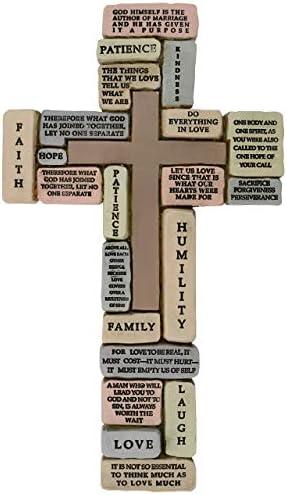 Inspirational Resin Wall Cross | Marriage & Family Theme | Encouraging Words for Relationships | Great Christian Gift for Weddings, Showers, and Anniversaries Cover