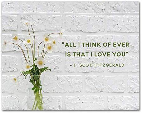 TJ Originals - All I Think of Ever, Is That I Love You F. Scott Fitzgerald Quote Wall Art, Unframed 11 x 14, Inspirational Quotes, Positive Affirmations Wall Decor for Home and Office (Poppies) Cover
