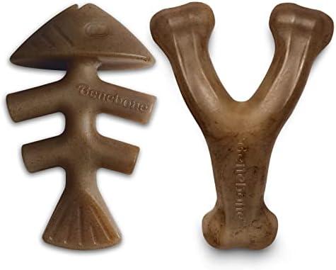 Benebone Set of 1 Fishbone/Wishbone Durable Dog Chew Toys, Real Fish, Real Bacon, Made in USA, Small Cover