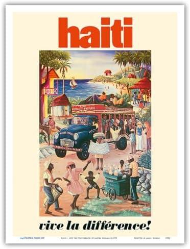 Haiti - Live the Difference! (Vive La Différence!) - Vintage Travel Poster by Andre Normil c.1970 - Master Art Print (Unframed) 9in x 12in Cover