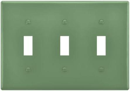 Sage Verdant 3 Gang Decorative Wall Plates Decorator Outlet Cover Light Switch Plate Electrical Receptacle Covers 6.37" x 4.48" Cover