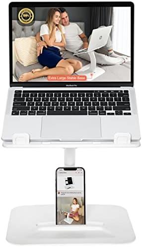 Laptop Stand for Desk & Bed with Phone Holder | Ergonomic Laptop Riser for Desk | Laptop Holder with Extra Large Base for Stability | 6 Viewing Angles | Height Non-Adjustable 10.6“ Cover