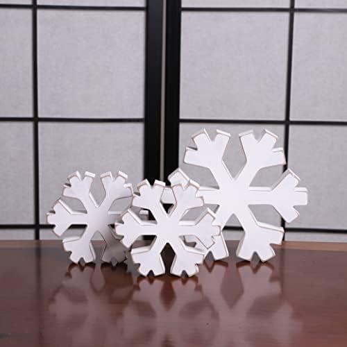 3 Pieces Winter Farmhouse Snowflake Decor - White Distressed Snowflakes for Christmas, Photo Props, Fireplace Cover
