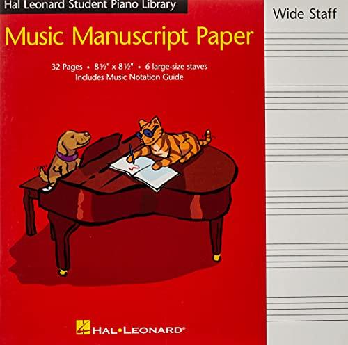 Hal Leonard Student Piano Library – Wide Staff Manuscript Paper | Music Notebook for Piano Students and Composers | with Music Notation Guide Cover