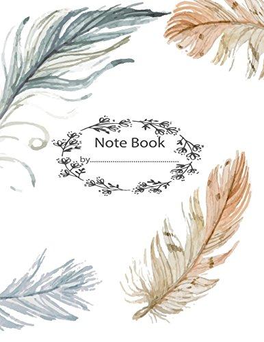 Note Book by: Feather On The White Cover Notebook Journal Diary, 110 Dashed lines pages, 8.5" x 11" , Date on top (Feather On Cover Notebook) Cover