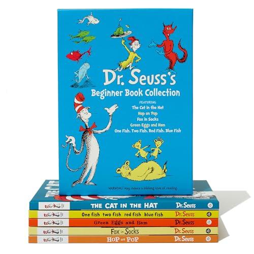 Dr. Seuss's Beginner Book Boxed Set Collection: The Cat in the Hat; One Fish Two Fish Red Fish Blue Fish; Green Eggs and Ham; Hop on Pop; Fox in Socks Cover