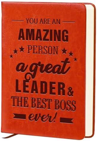 Gift for Boss,A5 Hardcover Leather Journal for Women,Journal Notebook for Work,Thank You Gifts,Leadership Gifts (great LEADER) Cover