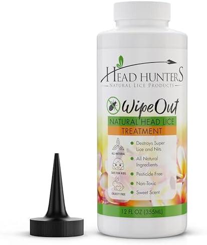 Head Hunters Wipeout Natural Lice Treatment Extra Strength Family Head Lice Shampoo Kills Lice, Super Lice and Nits - Non-Toxic Extremely Effective Head Lice Treatment for Adults and Children, 12 Oz Cover