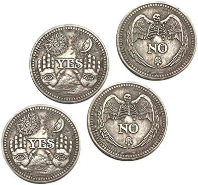 4 Pieces Yes No Challenge Coin, Collection Coin Three-Dimensional Embossed Decision Maker Coin Lucky Coin with Skull Pattern for Commemorative Coins Collection Cover