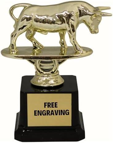 Bullshitter Award Trophy | Funny BS Bull Headed Award Trophy for Coworker, Friend, or Family Member | Custom Engraved Recognition Trophy | Gag Gift for Work Cover