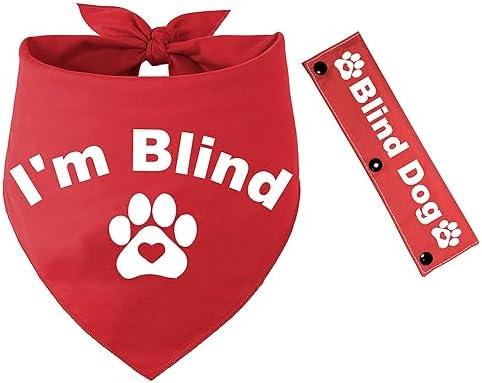 2 Pieces I'm Blind Red Bandana with Blind Dog Dog Red Leash Wrap for Dog Lovers Owner Pet Birthday Gift Cover