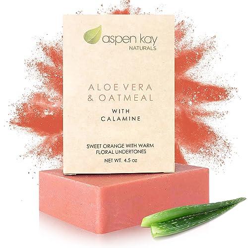 Aspen Kay Naturals Handmade Calamine Soap Bar for Face & Body - Organic Aloe Vera & Colloidal Oats - Natural Soap with Organic Skin Loving Oil - Gentle Soap – Made in the USA 4.5 oz Cover