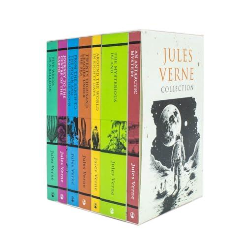 Jules Verne 7 Books Set Collection: (Journey to the Centre of the Earth, Around the World in Eighty Days, The Mysterious Island, Five Weeks in a Balloon) Cover